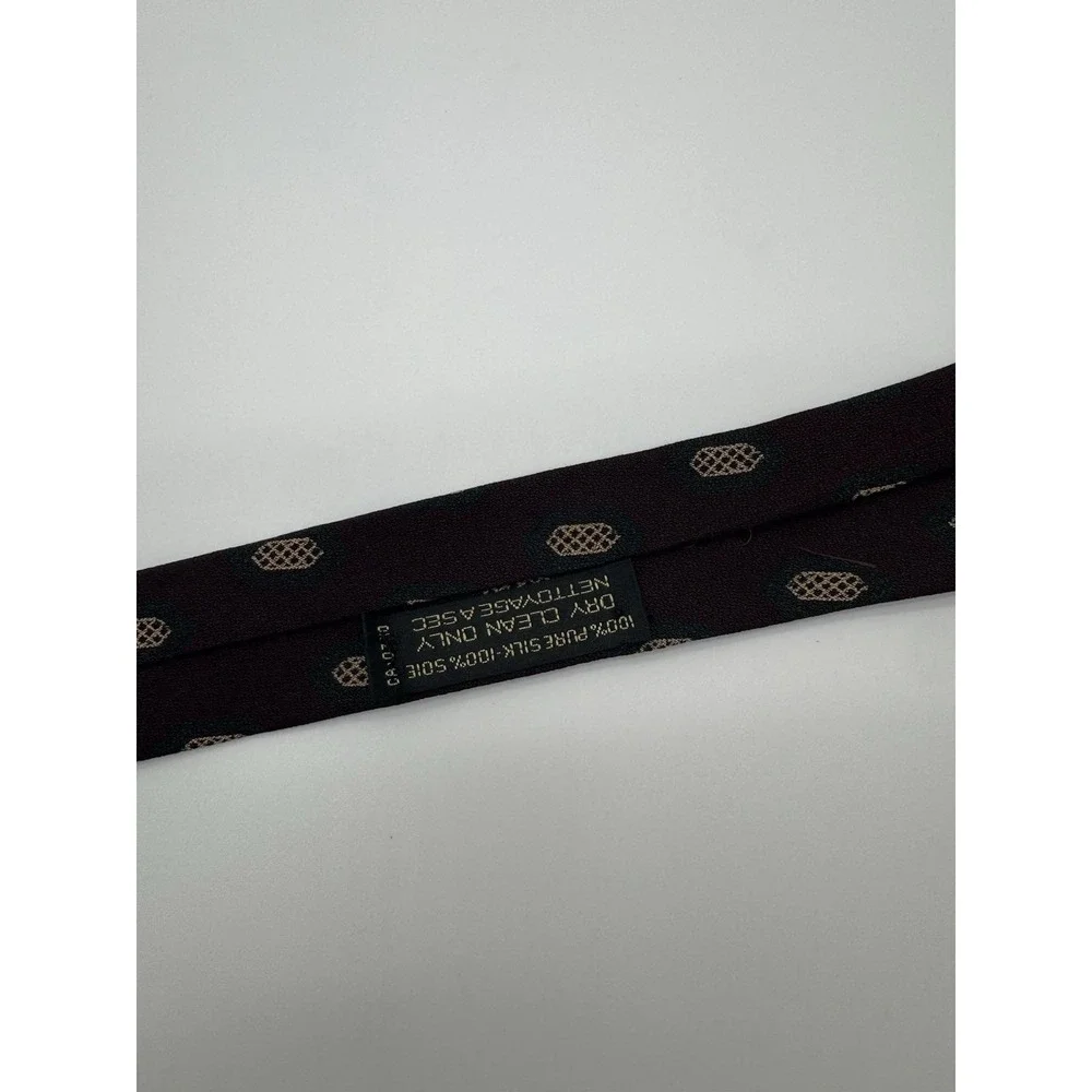 Giorgio Armani‎ Cravatte Silk Tie Brown Geometric Medallion Italy Designer